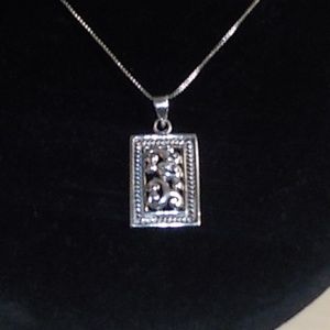 925 Sterling Asian Scrollwork Necklace & Pendant